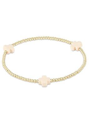 New Enewton Signature Cross Off-white 14kt Gold-filled 2mm Beads Stack Bracelet